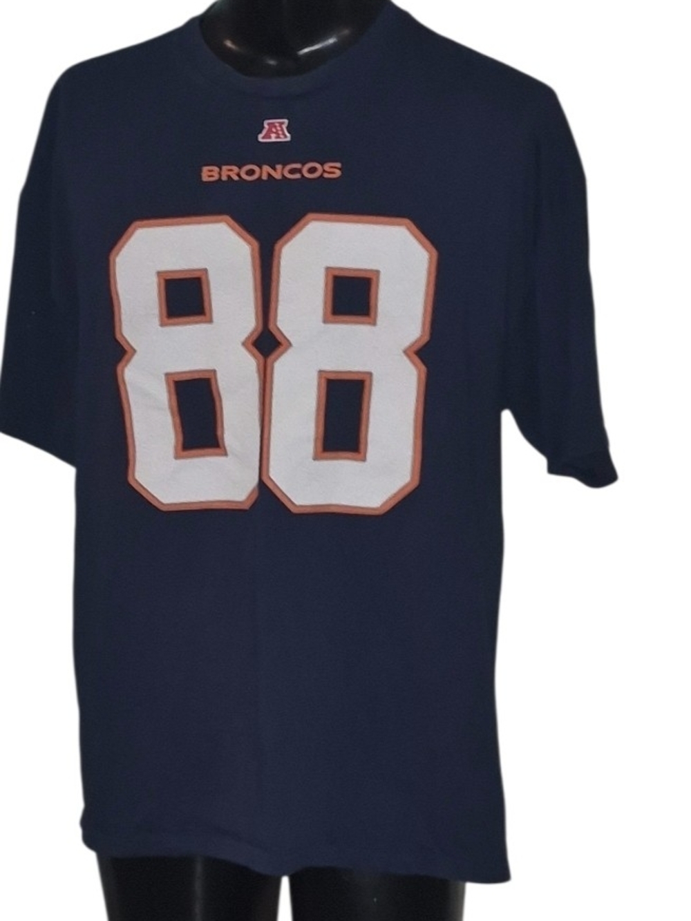 NFL Denver Broncos 88 Rod Smith Cotton T-Shirt with white number 88 with orange